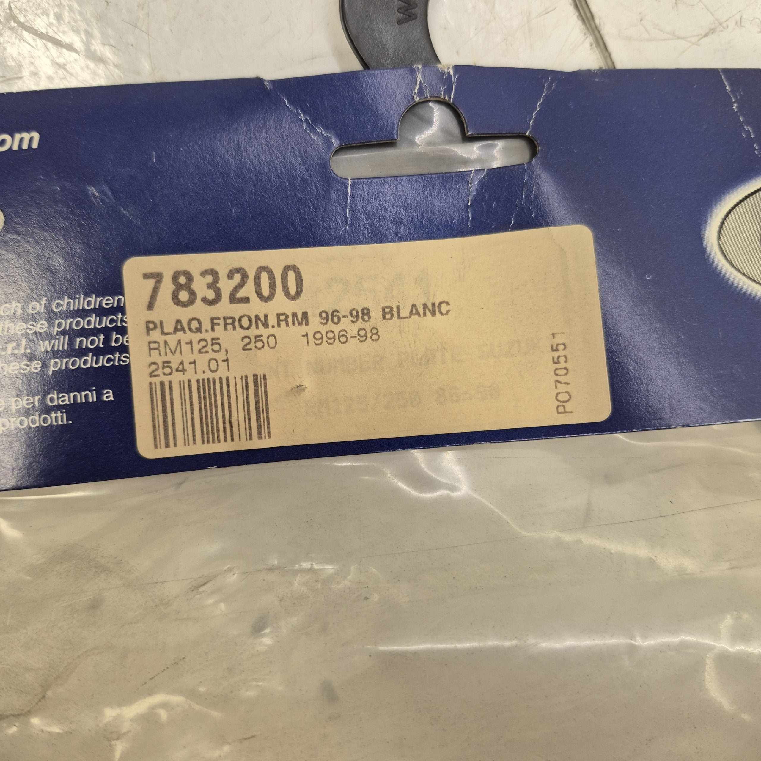 plaque suzuki 125 250 rm 96-98