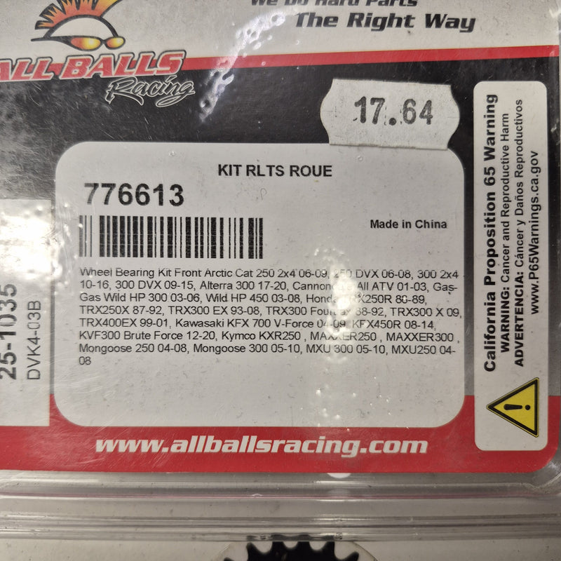 kit roulements roue avant kawasaki 450-700 kfx r kymco 250 300 mxu maxxer  03-20-2