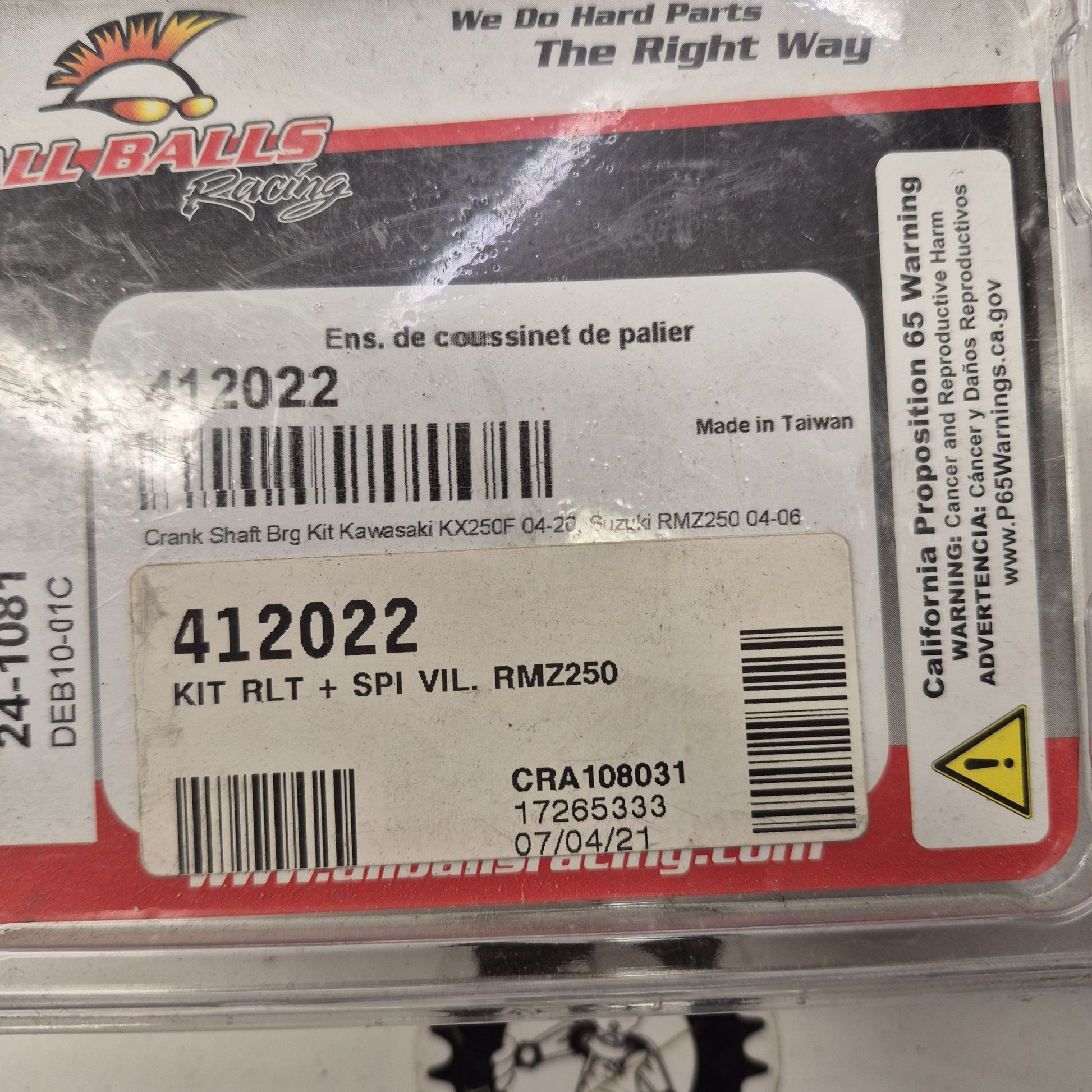 kit roulements vilebrequin suzuki 250 rmz 04-06 kawasaki 250 kxf 04-17-2