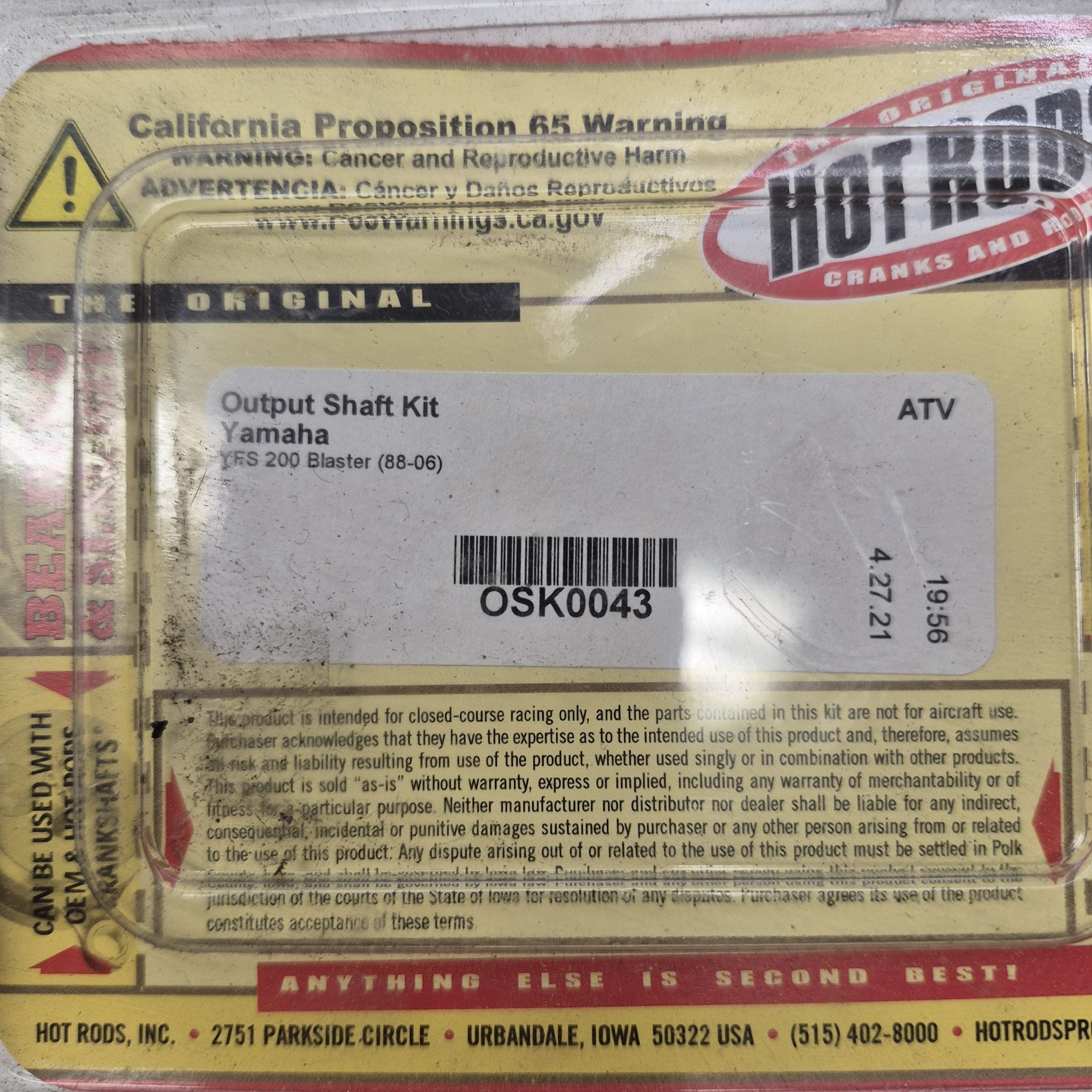 kit arbre de sorti yamaha 200 blaster 88-06