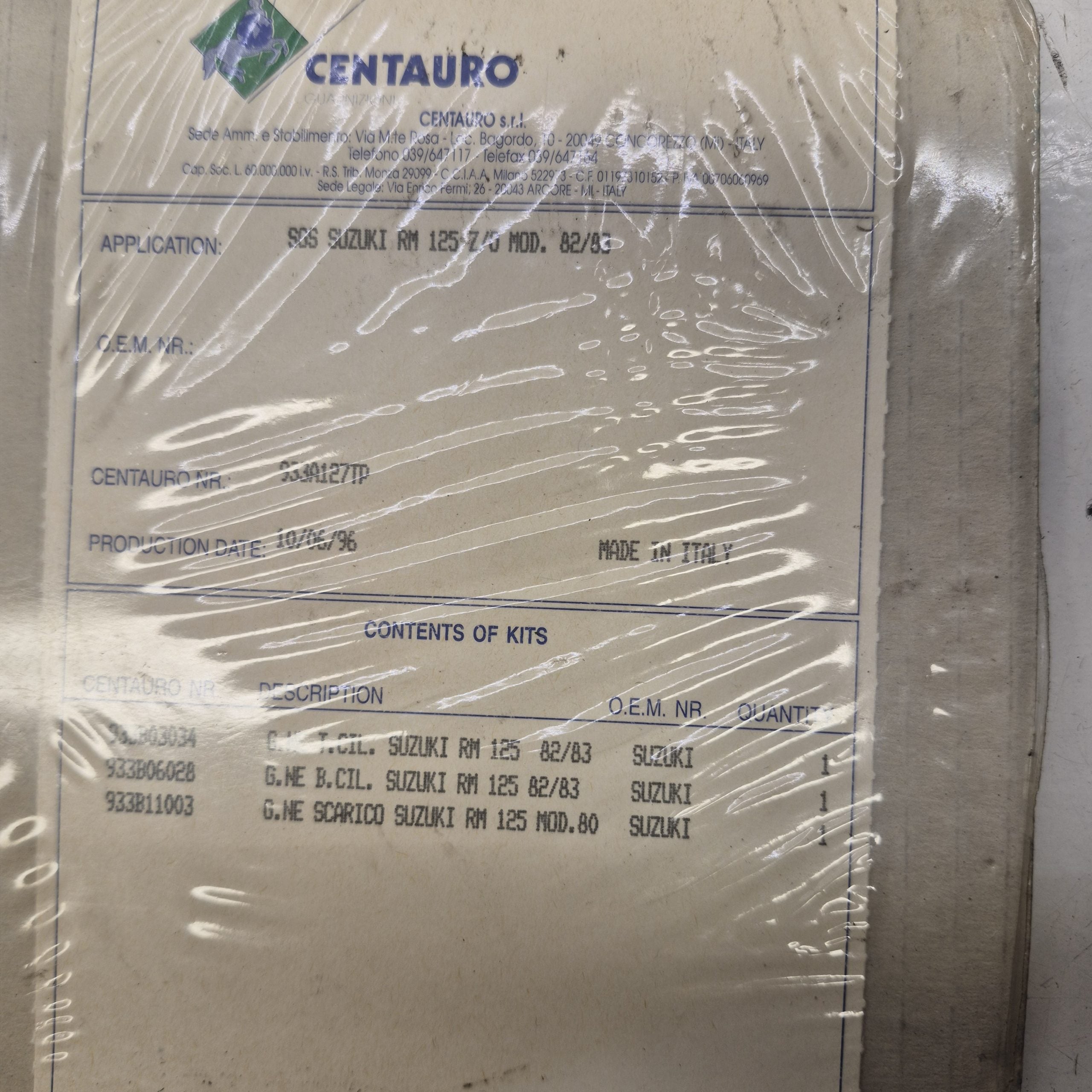 joint cylindre suzuki 125 rm 82-83