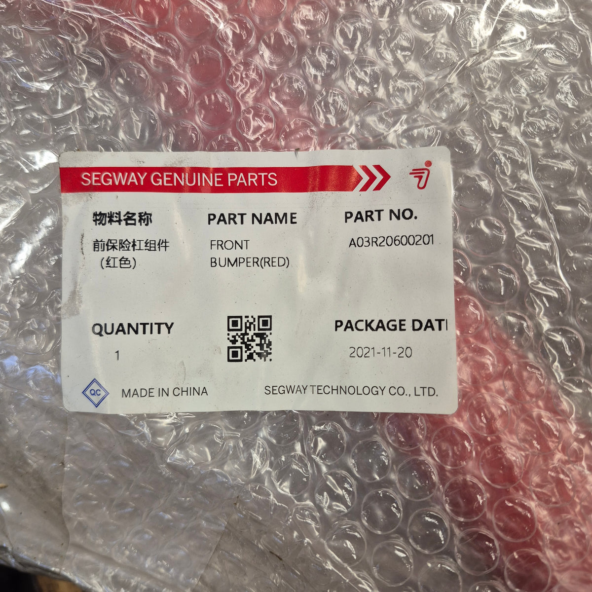 bumper avant neuf segway 600 ref: A03R20600201-3