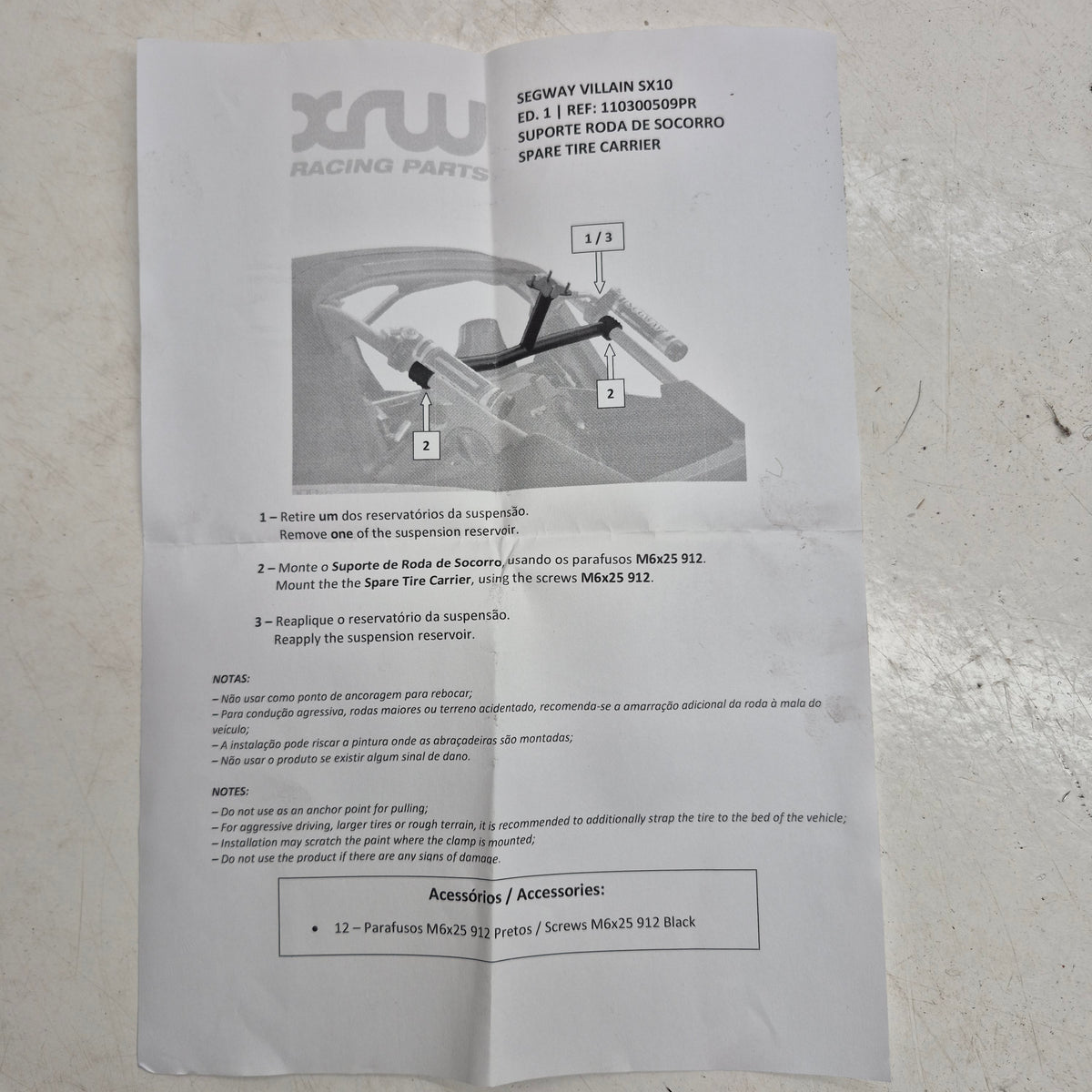 support roue de secours neuf segway villain sx10-2